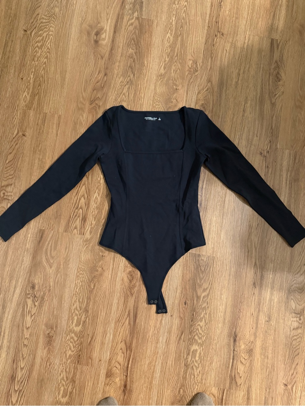 Abercrombie Black Long Sleeve Square Neck Bodysuit